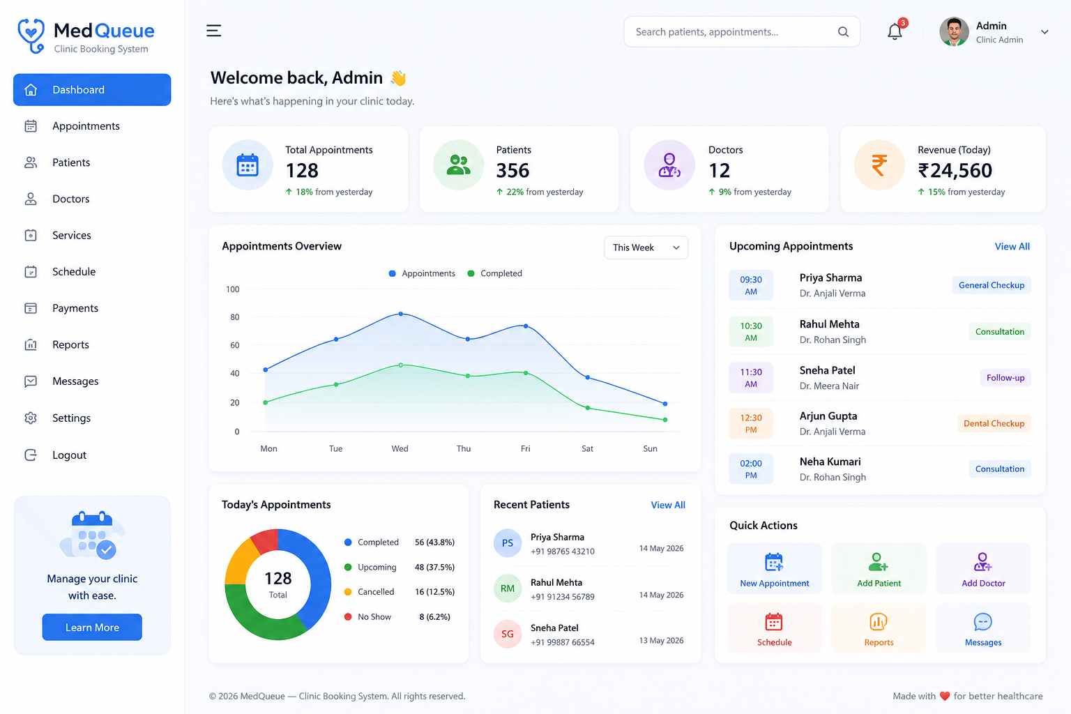 MedQueue — Clinic Booking System